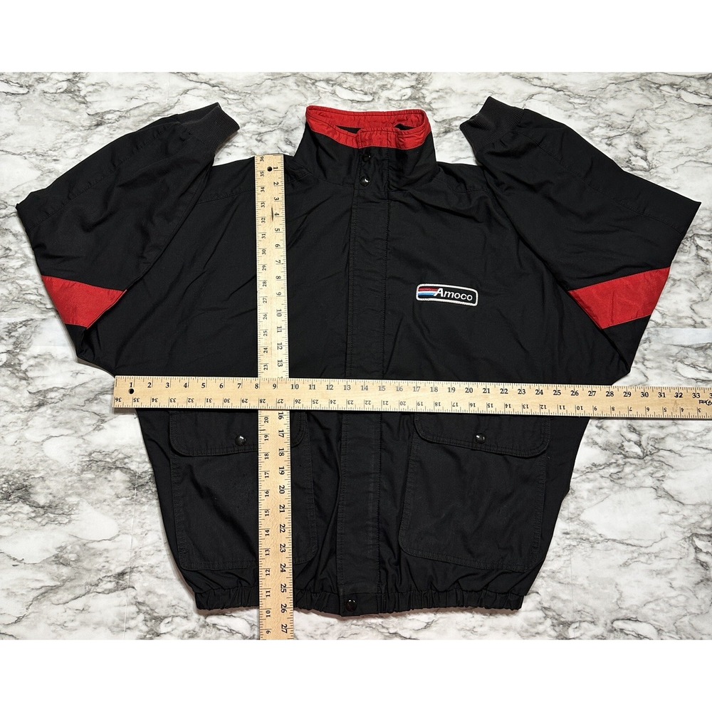 K-Products Full Zip Men's Jacket USA Made L Black Windbreak AMOCO Relaxed VTG - Picture 10 of 12